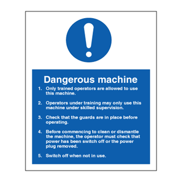 Farlig maskin - obligatoriska tecken