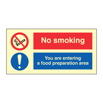 Rökning förbjuden - Du kommer in på matområdet - kombinationsskyltar