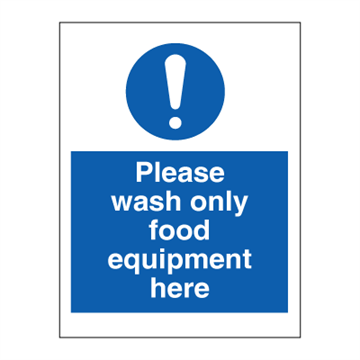 Vänligen tvätta endast matutrustning här - Obligatoriska tecken