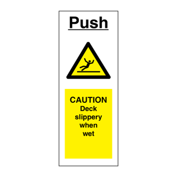 Push - Varning Däck halt när det är vått - faroskyltar