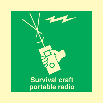 Survival Craft Portable Radio - Fotoluminescerande självhäftande vinyl - 150 x 150 mm