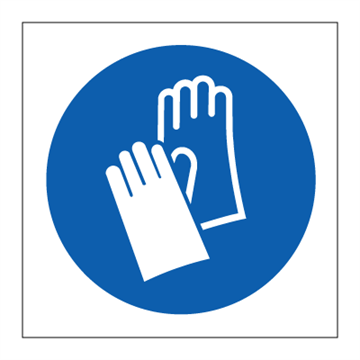 Använd handskar - Obligatoriska tecken