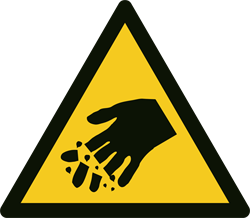 Risk för skärande av fingrar Varningsskylt A378