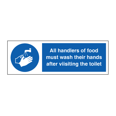 Alla som hanterar mat måste tvätta händerna - Obligatoriska tecken