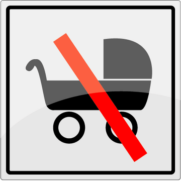 Barnvagn förbjuden - 1 mm rostfritt stål - 150 x 150 mm