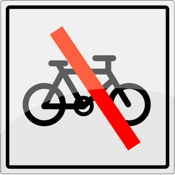 Cykel förbjuden - 1 mm rostfritt stål - 150 x 150 mm