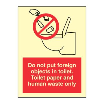 Placera inte främmande föremål i toaletten. Toalettpapper... - Obligatoriska tecken