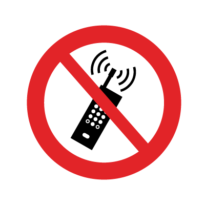 Mobiltelefon förbjuden - förbudsskylt - F158