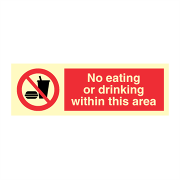 Inget att äta eller dricka inom denna ara - Förbudstecken