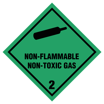 Ej brandfarlig Giftfri gas 2 faroetikett - 250 st rulle - 100 x 100 mm