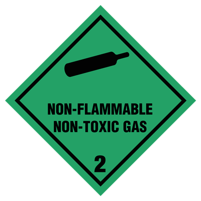 Farligt gods skylt Ej brandfarlig Giftfri gas 2 faroblad Aluminium 300 x 300 mm 132296ARR
