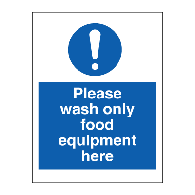 Vänligen tvätta endast matutrustning här - Obligatoriska tecken