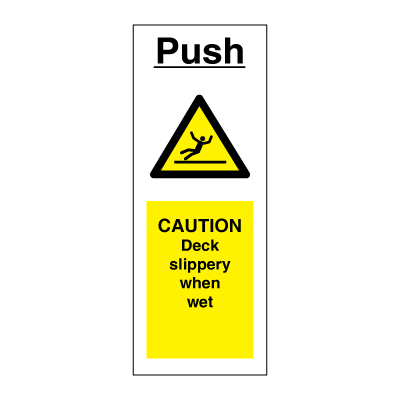 Push - Varning Däck halt när det är vått - faroskyltar