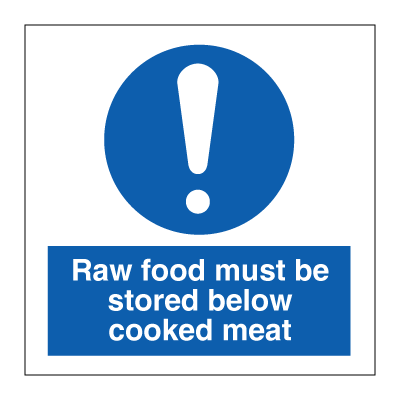 Raw food ska förvaras under tillagat kött - Obligatoriska tecken