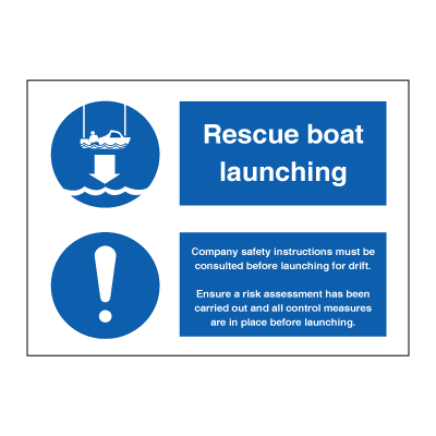 Räddningsbåt sjösättning - obligatoriska skyltar