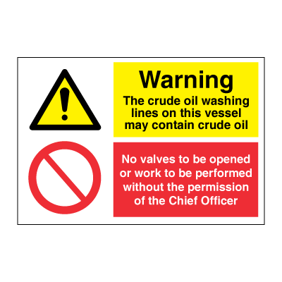 Varning råolja - Inga ventiler öppnade eller fungerar - kombinationsskyltar